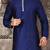 royal blue dupion art silk  kurta with  pattern work and 8 button
