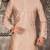 light brown dupion art silk  kurta with  pattern work and 8 button