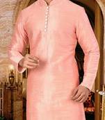 pink dupion art silk  kurta with  pattern work and 8 button
