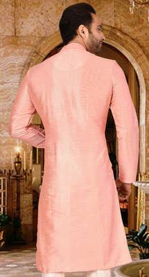 pink dupion art silk  kurta with  pattern work and 8 button 2