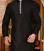 black dupion art silk  kurta with  pattern work and 8 button