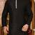 black dupion art silk  kurta with  pattern work and 8 button