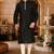 black dupion art silk  kurta with  pattern work and 8 button