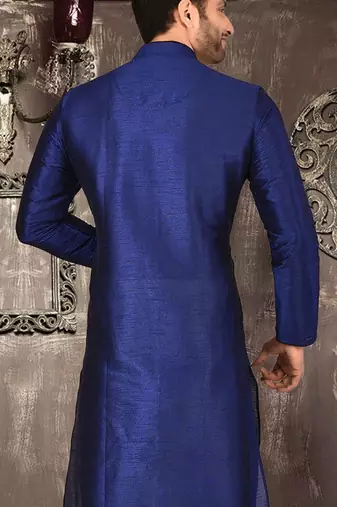 royal blue dupion art silk  kurta with  pattern work and 8 button