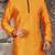 mustard dupion art silk  kurta with  pattern work and 8 button