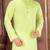 green slub cotton  kurta with  pattern work&wooden button