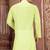 green slub cotton  kurta with  pattern work&wooden button