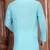 sky blue slub cotton  kurta with  pattern work&wooden button