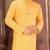 Yellow slub cotton  kurta with  pattern work&wooden button