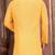 Yellow slub cotton  kurta with  pattern work&wooden button