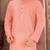 peach slub cotton  kurta with  pattern work&wooden button