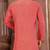 red slub cotton  kurta with  pattern work&wooden button
