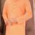 orange slub cotton  kurta with  pattern work&wooden button