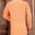 orange slub cotton  kurta with  pattern work&wooden button