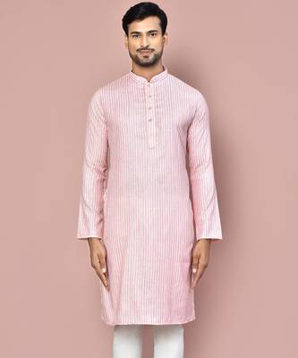 pink cotton  kurta with fancy buttons 1