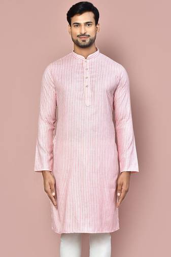 pink cotton  kurta with fancy buttons