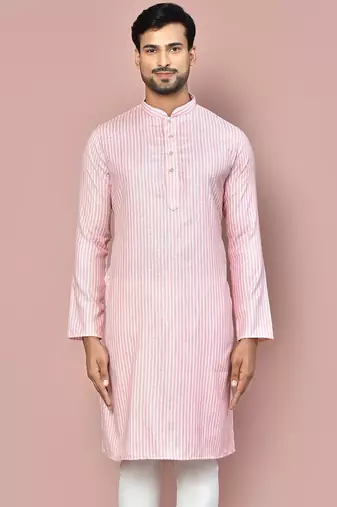 pink cotton  kurta with fancy buttons