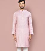pink cotton  kurta with fancy buttons