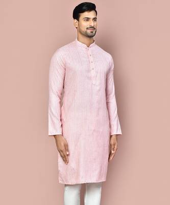 pink cotton  kurta with fancy buttons 2