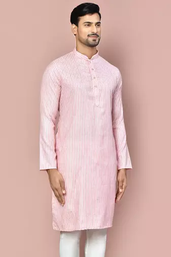 pink cotton  kurta with fancy buttons