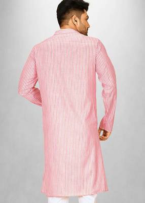 pink cotton  kurta with fancy buttons 3