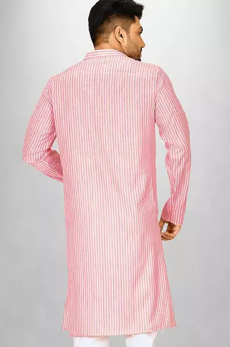 pink cotton  kurta with fancy buttons