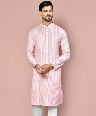 pink cotton  kurta with fancy buttons 4