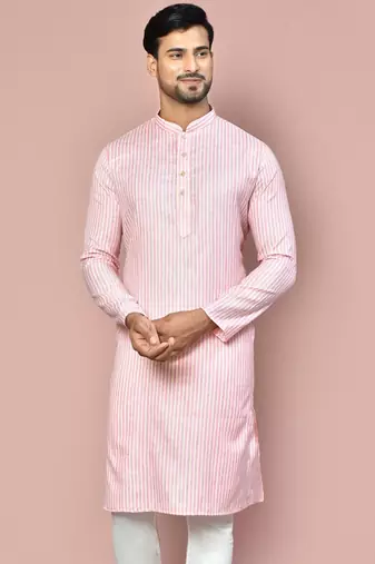 pink cotton  kurta with fancy buttons