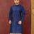 Navy blue dupion art silk  kurta with machine dk work in front and hand