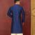 Navy blue dupion art silk  kurta with machine dk work in front and hand
