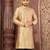 Beige  dupion art silk  kurta with machine dk work in front and hand