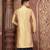Beige  dupion art silk  kurta with machine dk work in front and hand