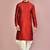 Red dupion art silk  kurta with machine dk work in front and hand
