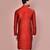 Red dupion art silk  kurta with machine dk work in front and hand