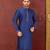 Navy blue dupion art silk  kurta with machine dk work in collar and button line and printex work