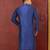 Navy blue dupion art silk  kurta with machine dk work in collar and button line and printex work