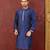 Navy blue dupion art silk  kurta with machine dk work in collar and button line along with printex work