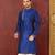 Navy blue dupion art silk  kurta with machine dk work in collar and button line