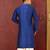 Navy blue dupion art silk  kurta with machine dk work in collar and button line