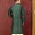 Bottle green dupion art silk  kurta with machine dk work in collar and button line