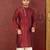 Red dupion art silk  kurta with machine dk work in collar and button line