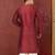 Red dupion art silk  kurta with machine dk work in collar and button line
