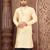 Light beige dupion art silk  kurta with machine dk work in collar and button line