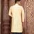 Light beige dupion art silk  kurta with machine dk work in collar and button line