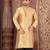 Dark beige dupion art silk  kurta with machine dk work in collar and button line