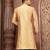 Dark beige dupion art silk  kurta with machine dk work in collar and button line
