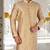 Dark beige dupion art silk  kurta with  computerised embroidery machine work