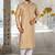 Dark beige dupion art silk  kurta with  computerised embroidery machine work