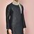 Black dupion art silk  kurta with  computerised embroidery machine work