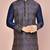 Navy blue dupion art silk  kurta with  computerised embroidery machine work